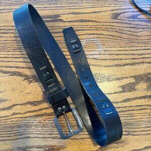 Vintage 34/90 Levi's Black Leather Belt Thick Leather Classic Moto Western